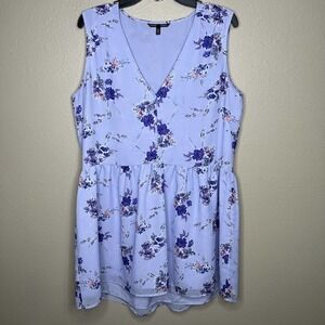 Victoria's Secret Women's Purple Floral Sleeveless V-Neck Babydoll Dress Sz L
